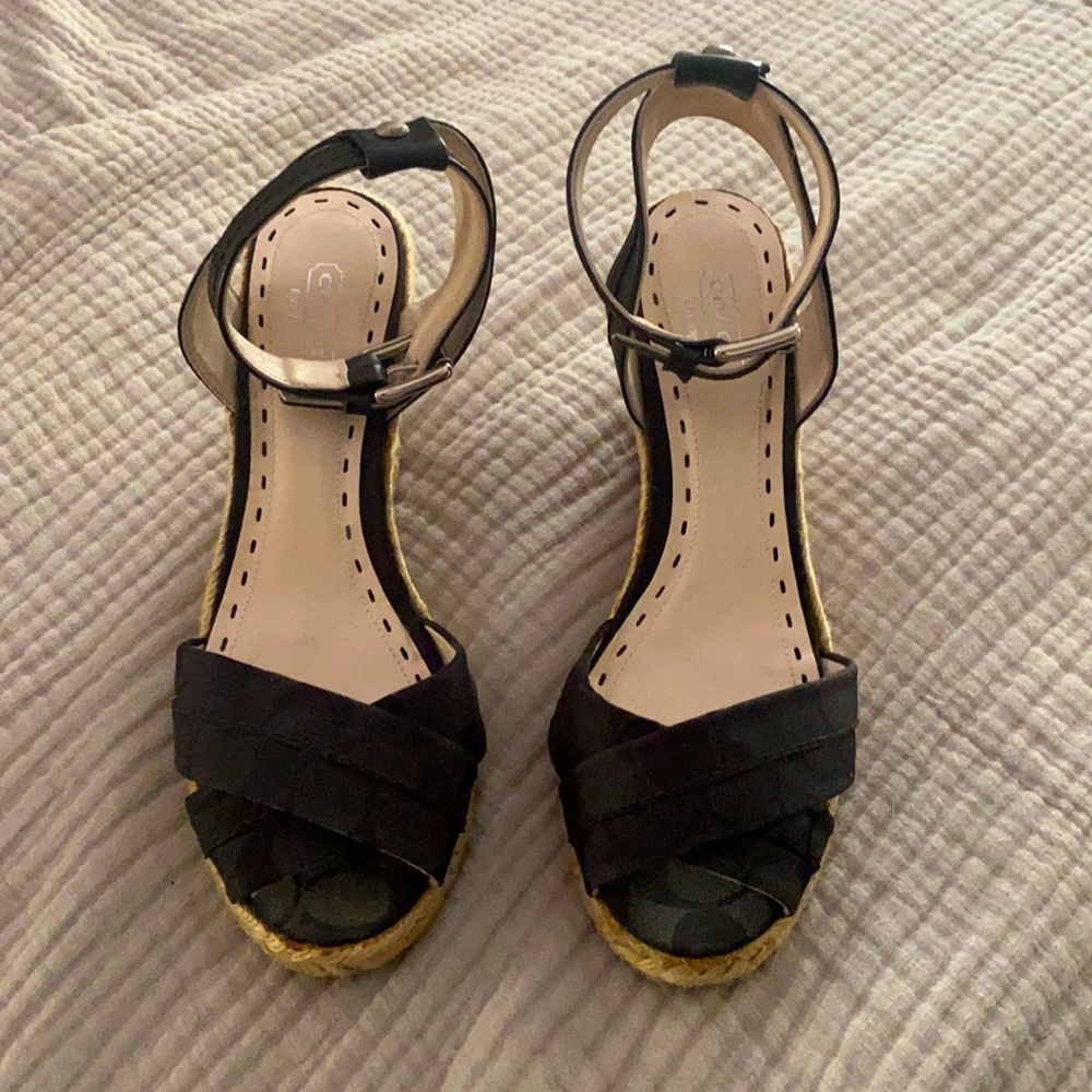 Size 10 Coach Black Wedge Sandals